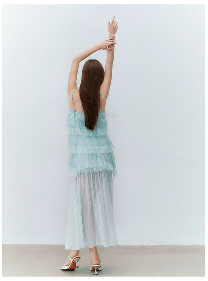 Ethereal Layered Ruffle Camisole &amp; Midi Skirt Set