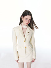 (Final Sale) Chenille Wool Blazer &  Mini Skirt Set - CHINASQUAD