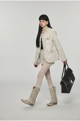 White Tweed Jacket & Shorts Set - CHINASQUAD