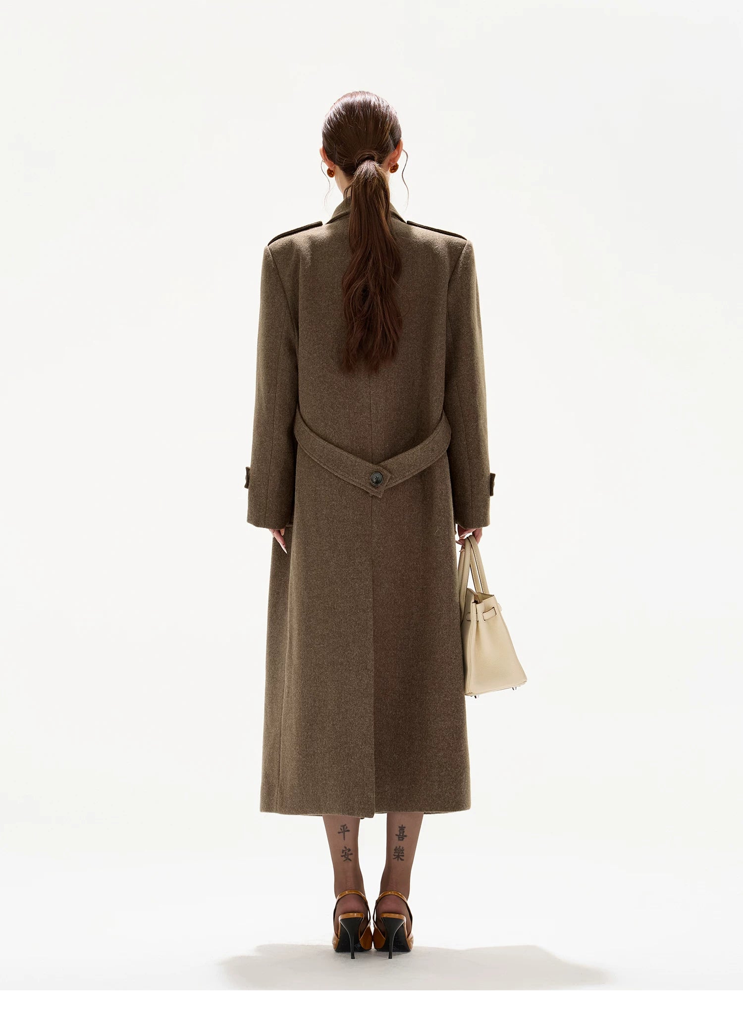 Statement Wide-Shoulder Wool-Blend Overcoat
