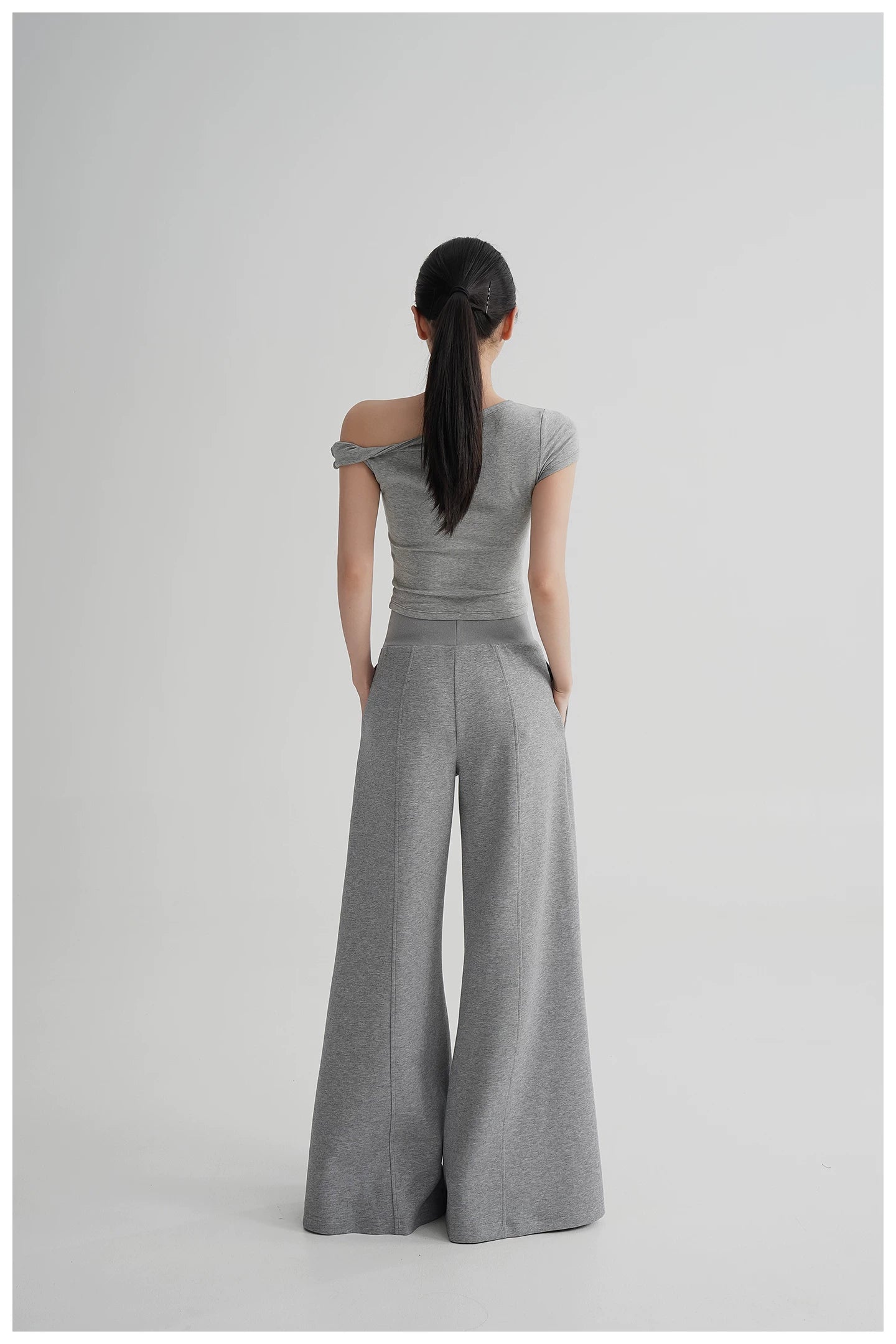Asymmetric Off-Shoulder Cropped Tee