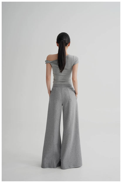 Asymmetric Off-Shoulder Cropped Tee