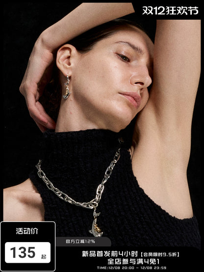 Fishbone Pendant Sweater Necklace