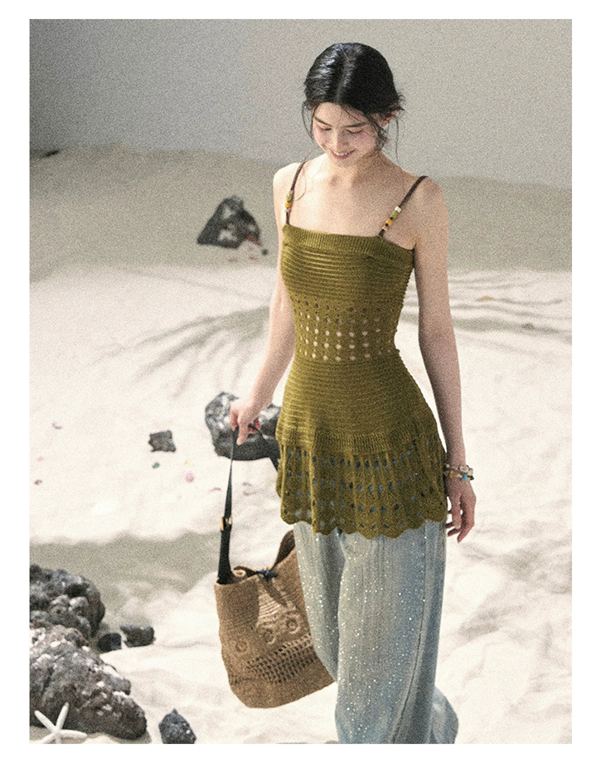 “The Space Between” Open-Shoulder Knit Camisole