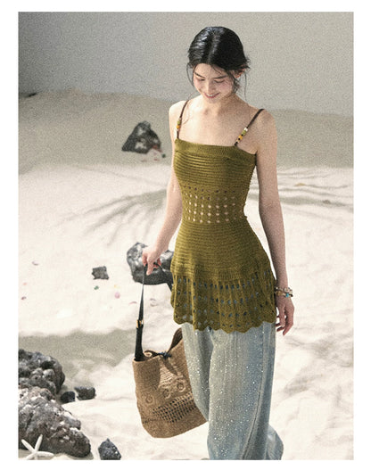 “The Space Between” Open-Shoulder Knit Camisole