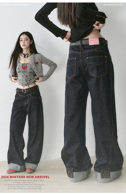 Structured Vintage-Dyed Jeans