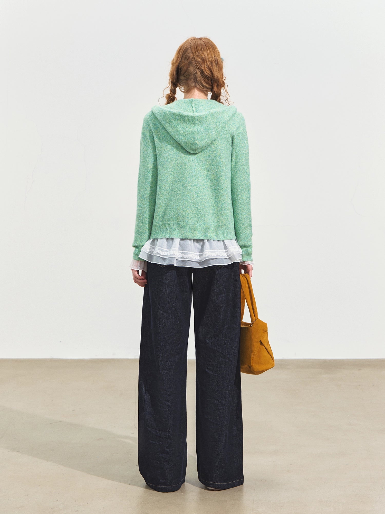 Hooded Shawl-Collar Knit Cardigan