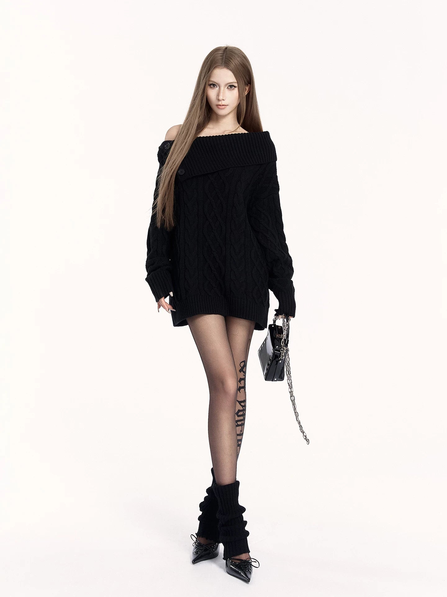 Knit Sweater &amp; Shorts Two-Piece Set
