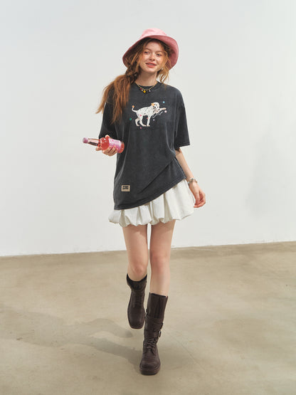 Spotted Puppy Printed Short Sleeve T-shirt - CHINASQUAD