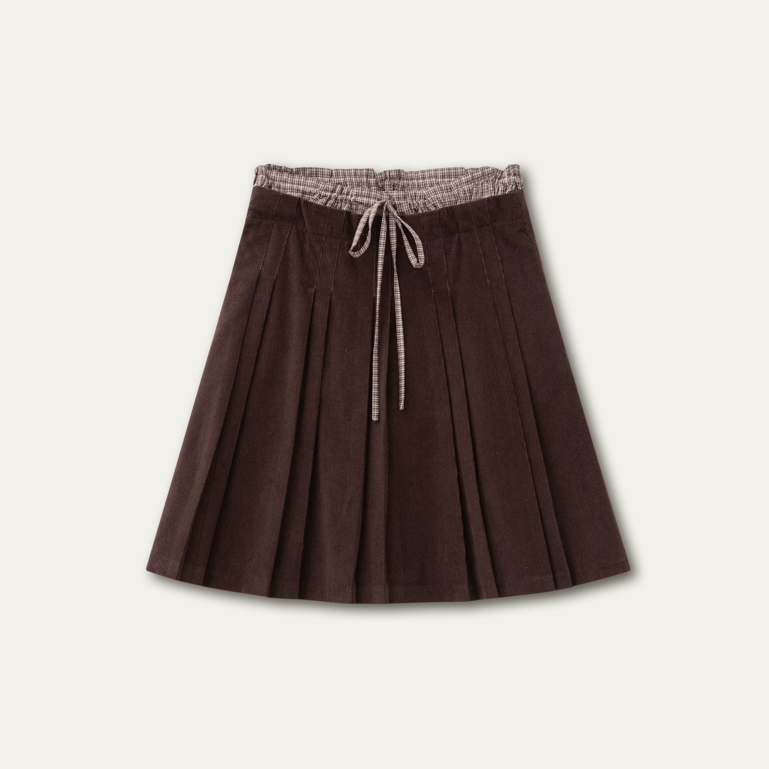 Charm Hazelnut Corduroy Pleated Skirt