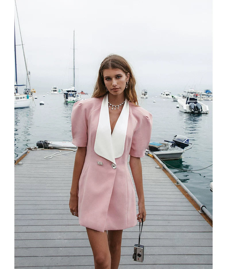 Puff Sleeve Cut-Out Open-Back Dress