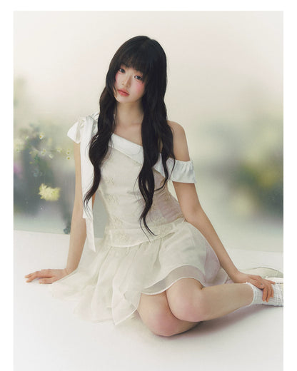Satin Embroidered Princess Tulle Dress