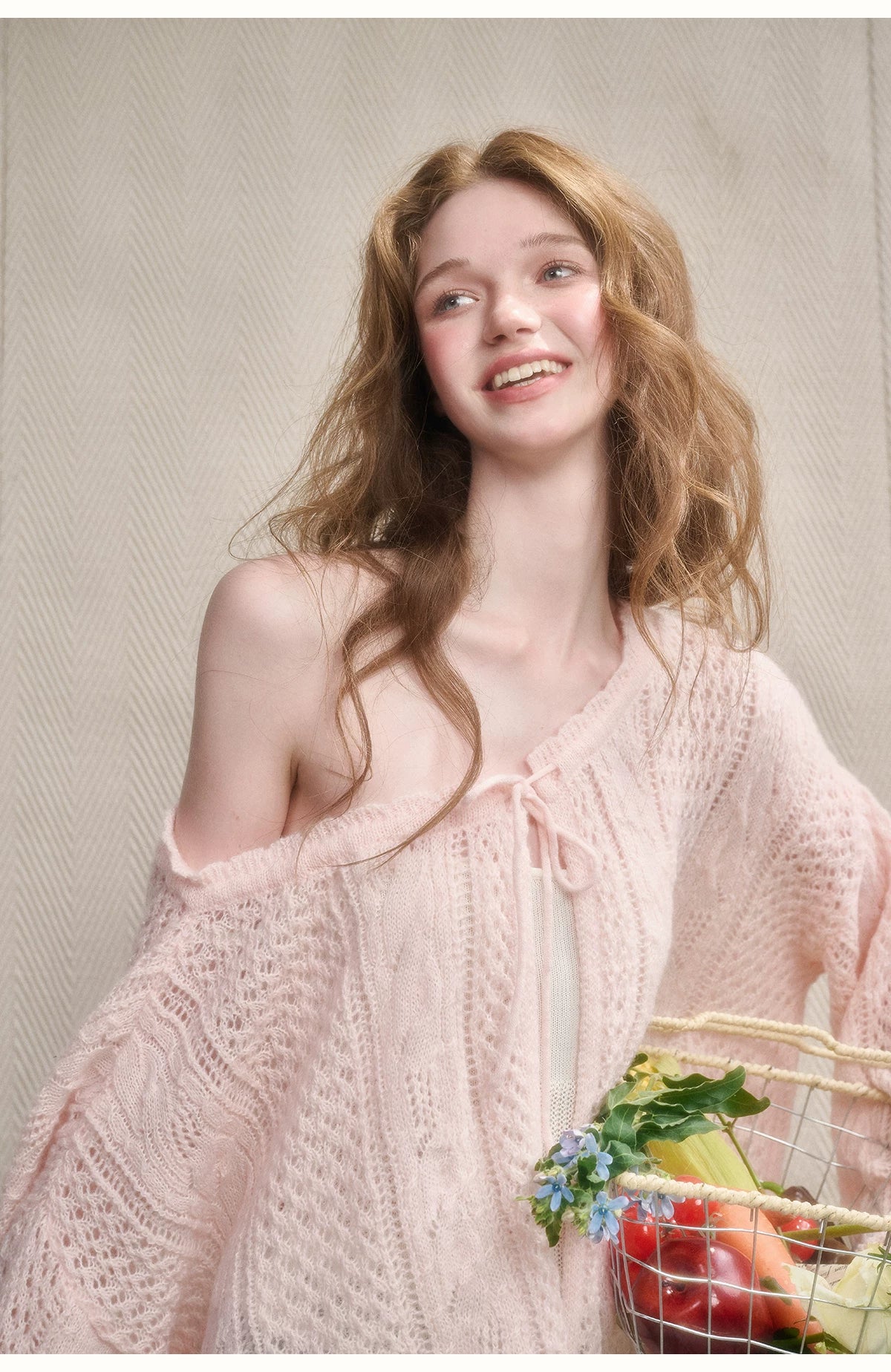 Mohair Wool Openwork Knit Cardigan