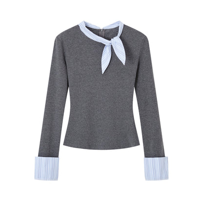 Bow-Tie Patchwork Slim Fit Base T-Shirt