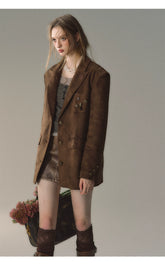 Suede Plush Lined Blazer Jacket - CHINASQUAD