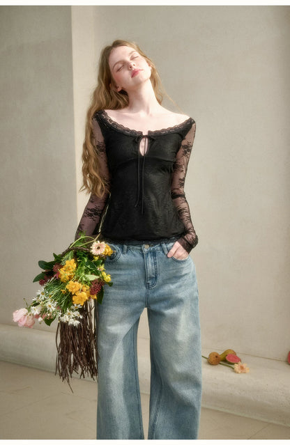 Toscana Soft Glow Lace Long Sleeve Top