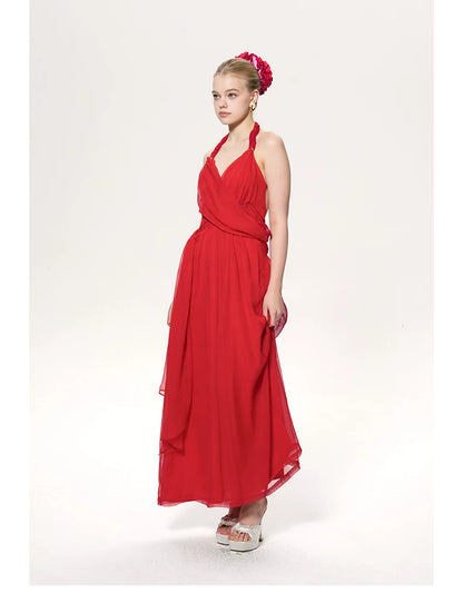 Halter Scarf-Tie Maxi Dress