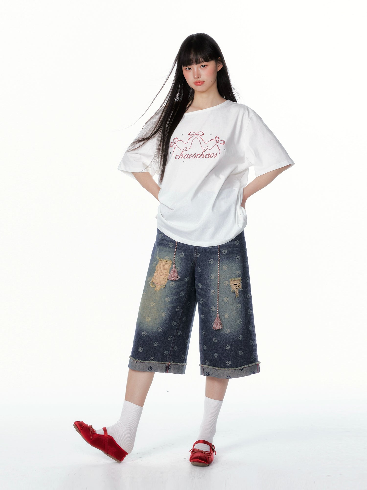 Vintage Washed Cropped Denim Jeans