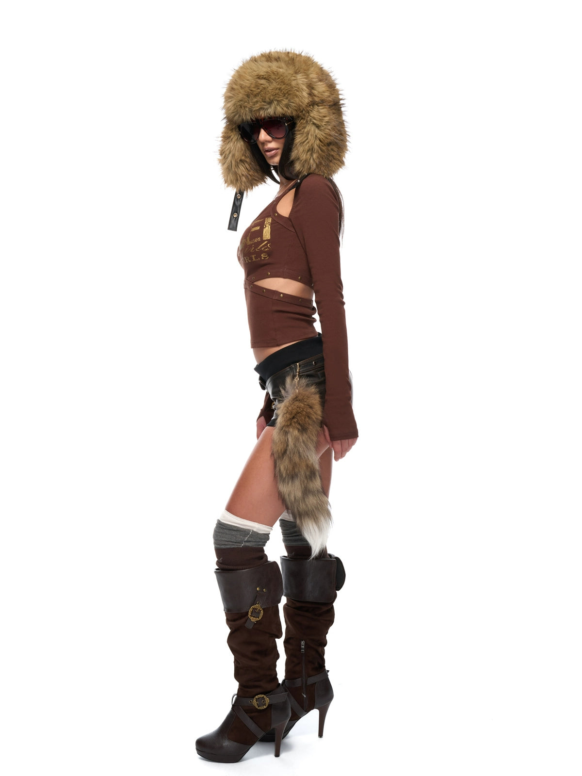 Metallic Logo Cutout Raglan Knit Blouse