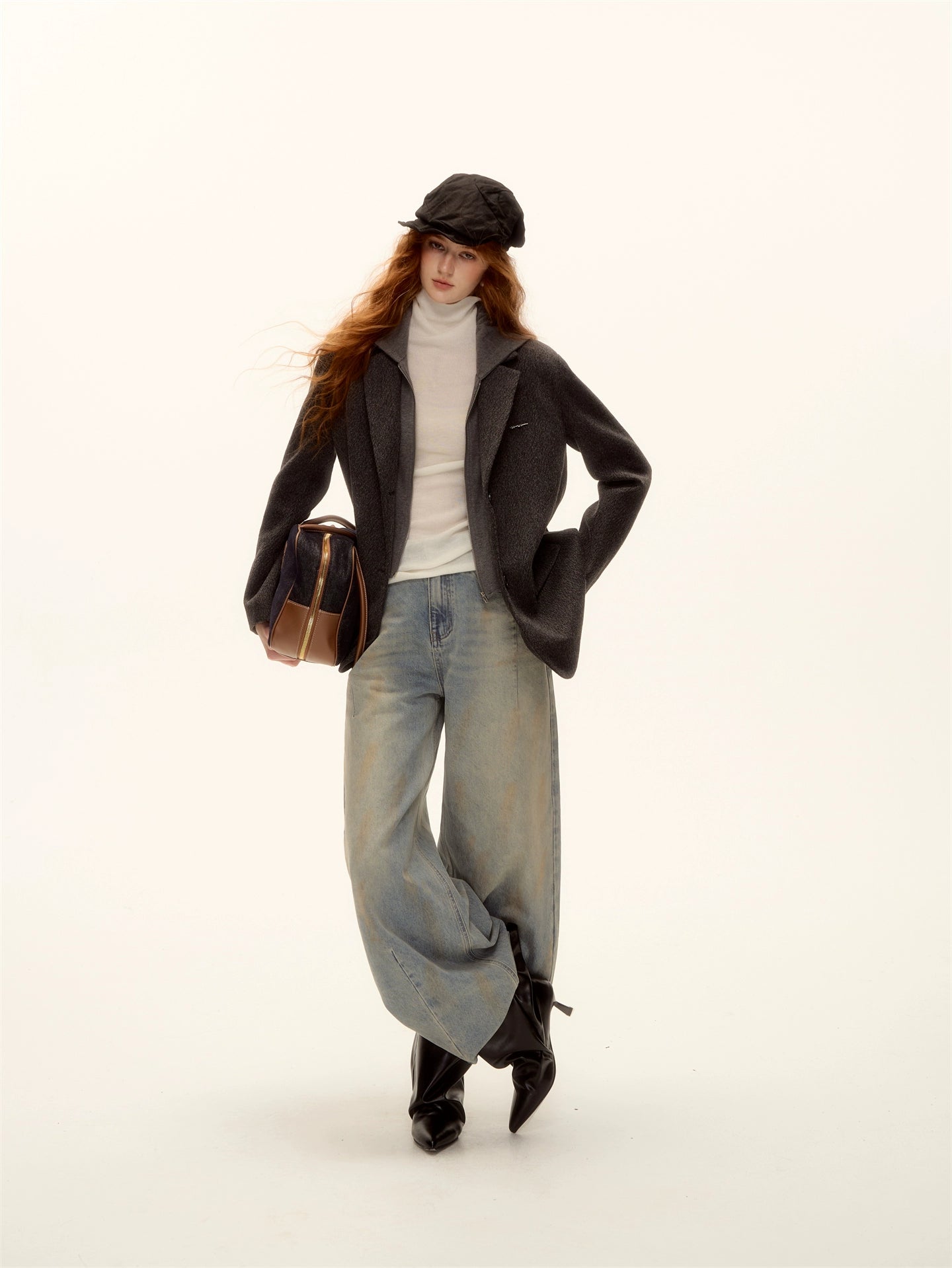 Wool Blend Turtleneck Slim-Fit Knit T-Shirt