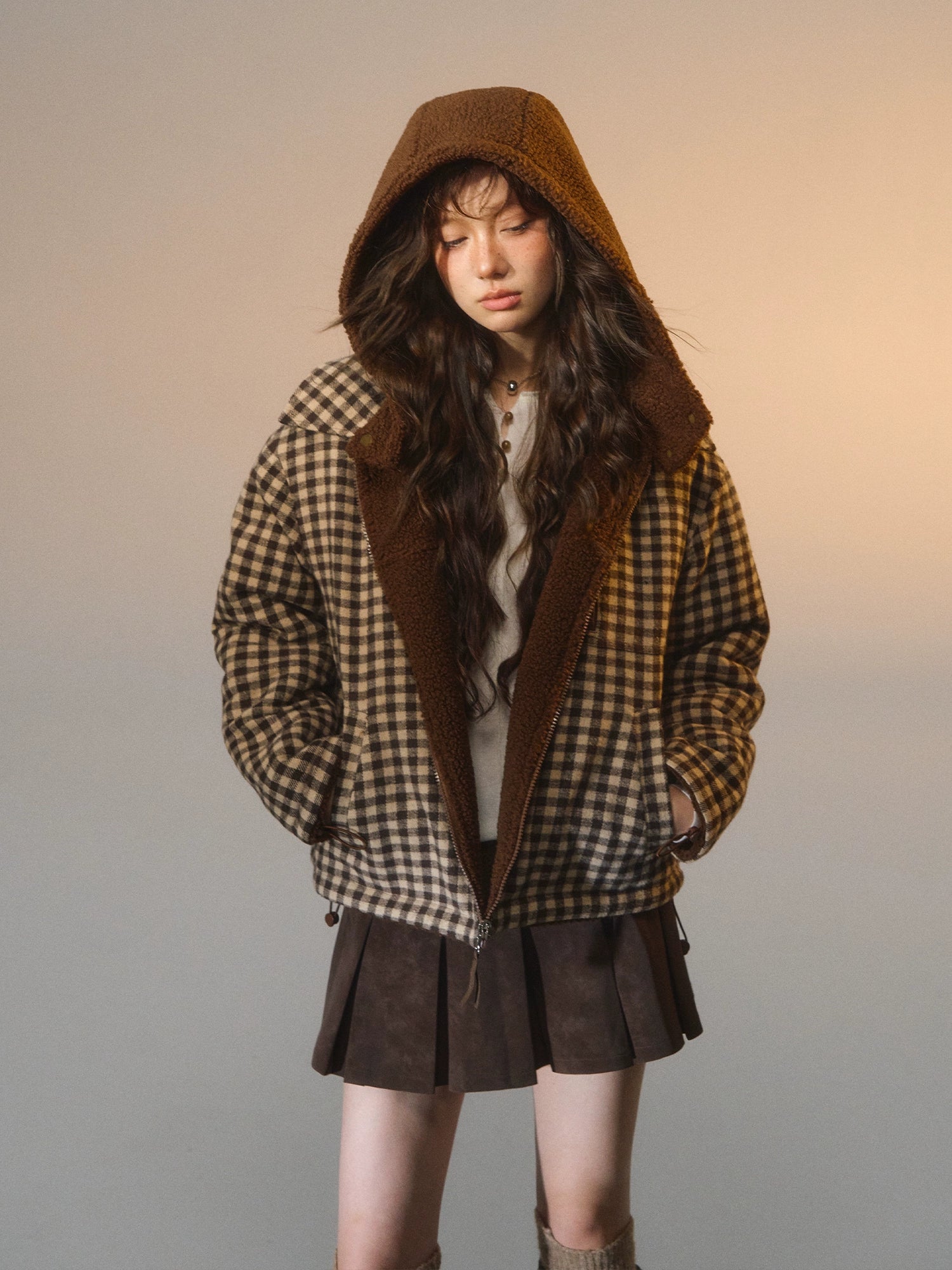 Reversible Plaid Fleece Patchwork Jacket
