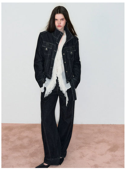 Deconstructed Patchwork Straight-Leg Denim Jeans