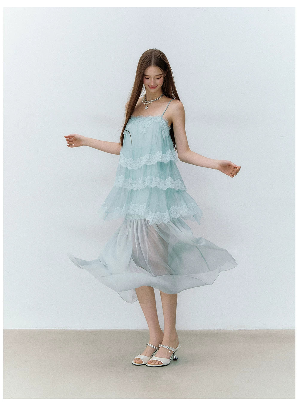 Ethereal Layered Ruffle Camisole &amp; Midi Skirt Set