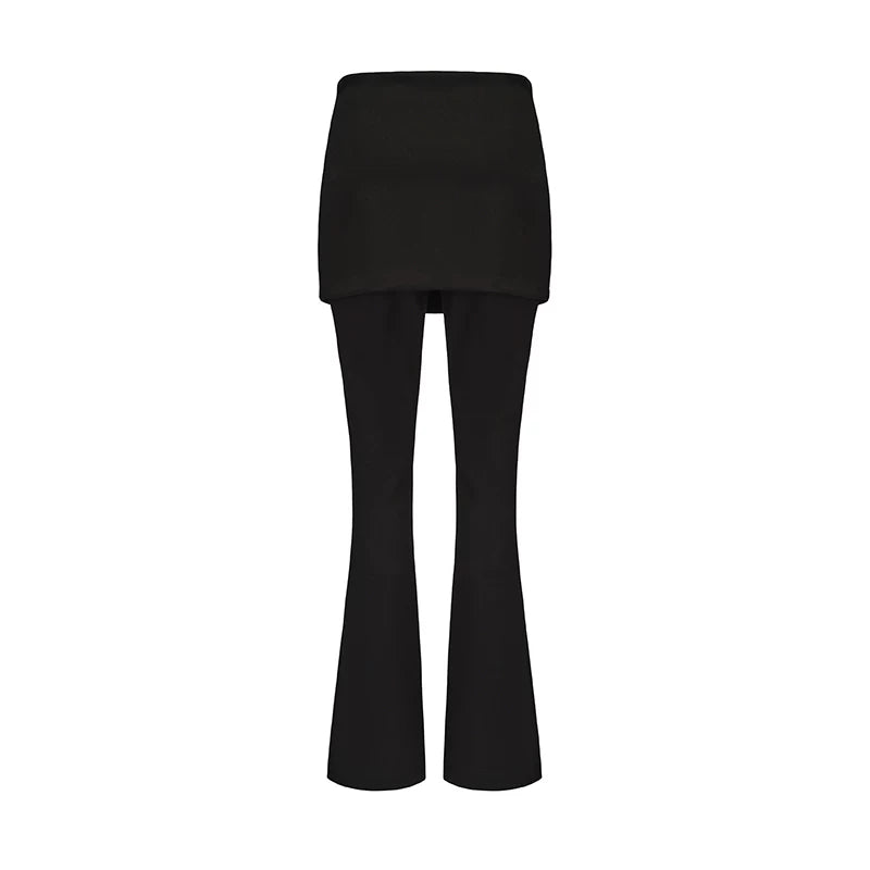 High-Stretch Faux-Layer Flared Base Leggings
