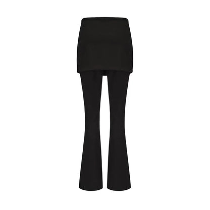 High-Stretch Faux-Layer Flared Base Leggings