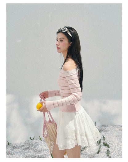 Moonlit Ripple Lace Mini Skirt