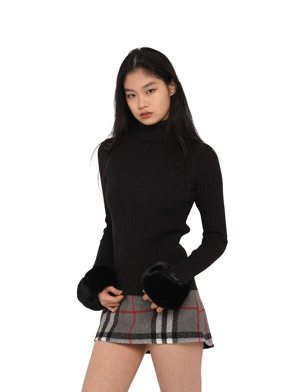 Turtleneck Faux Two-Piece Sweater Dress