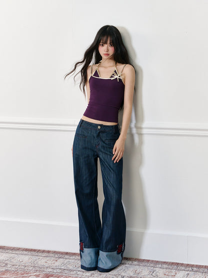 Two-tone Retro Halter Top - CHINASQUAD