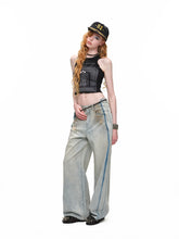 Vintage Mud-Wash Embroidered Barrel-Leg Jeans CHINASQUAD