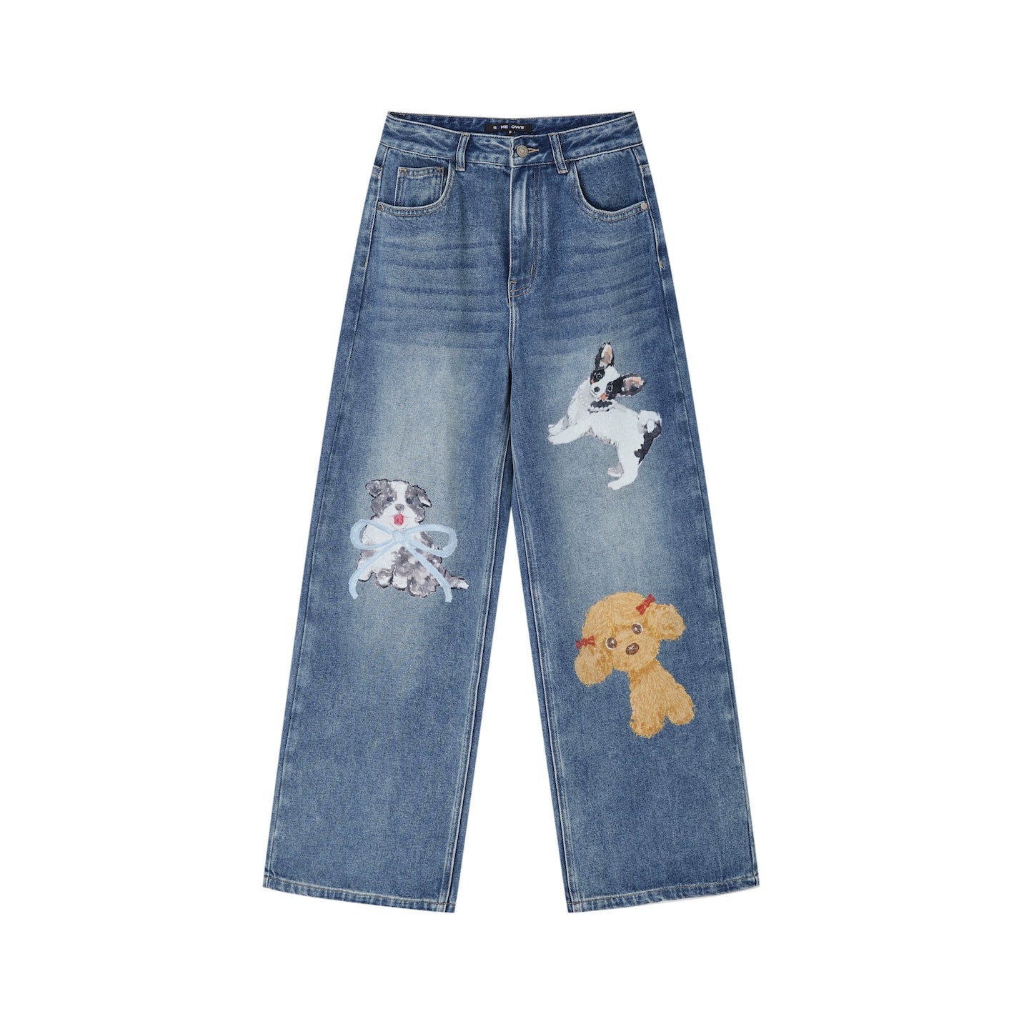 Puppy Wide‑Leg Denim Pants