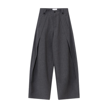 Wool-Blend Sculpted Curved-Leg Tailored Trousers