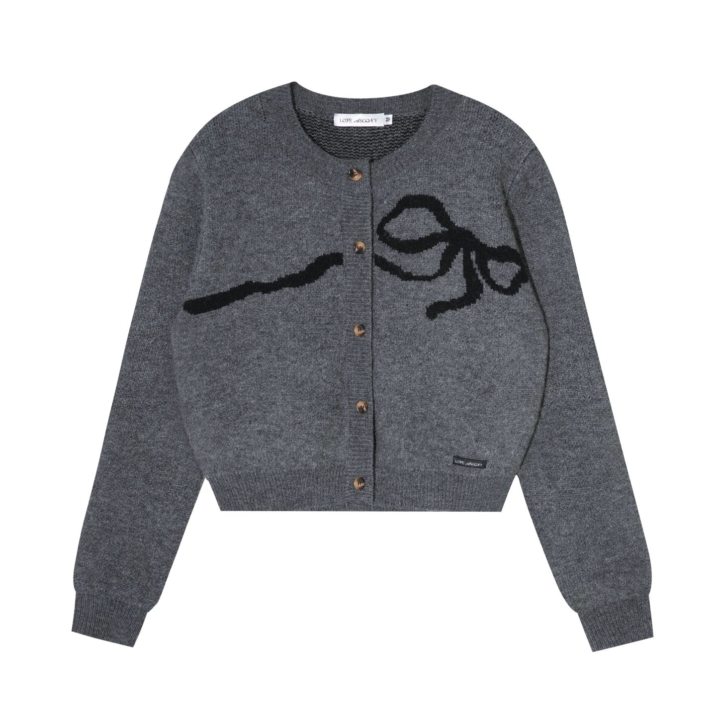 Crewneck Button-Front Cropped Knit Cardigan
