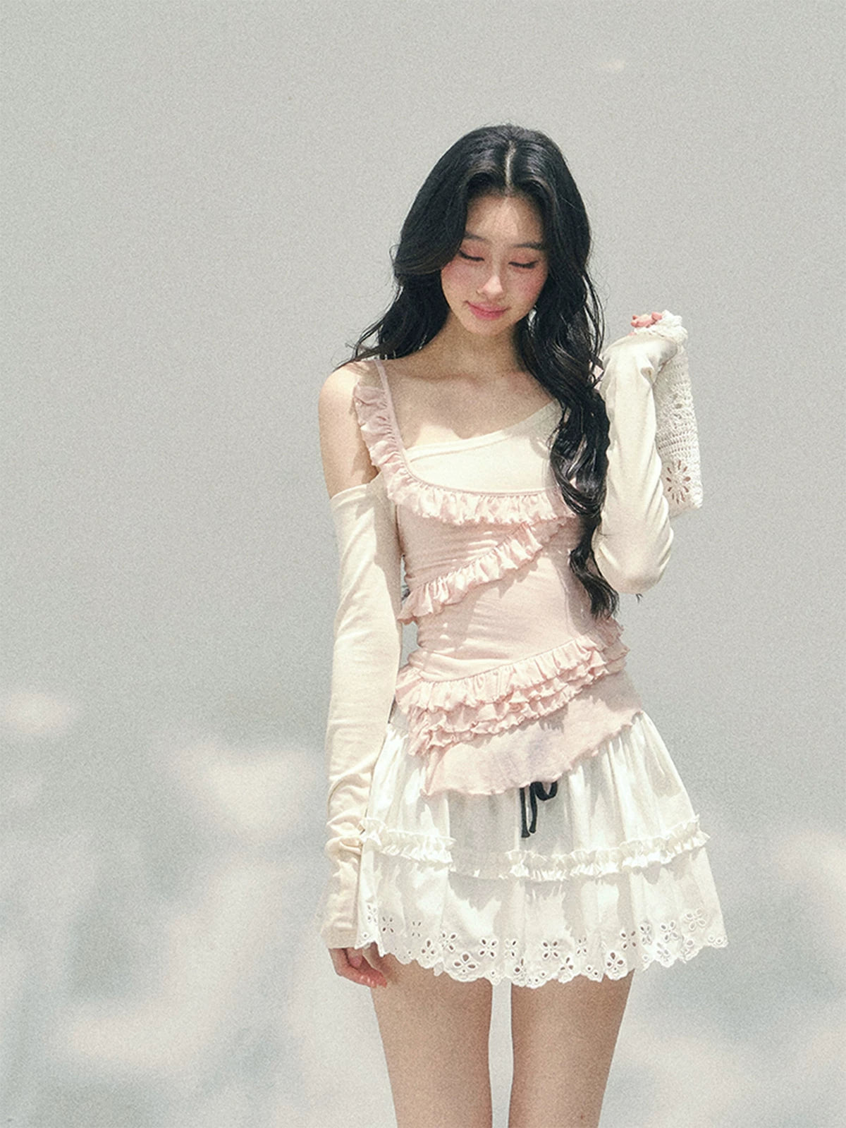 Asymmetric Ruffle Off-Shoulder Top