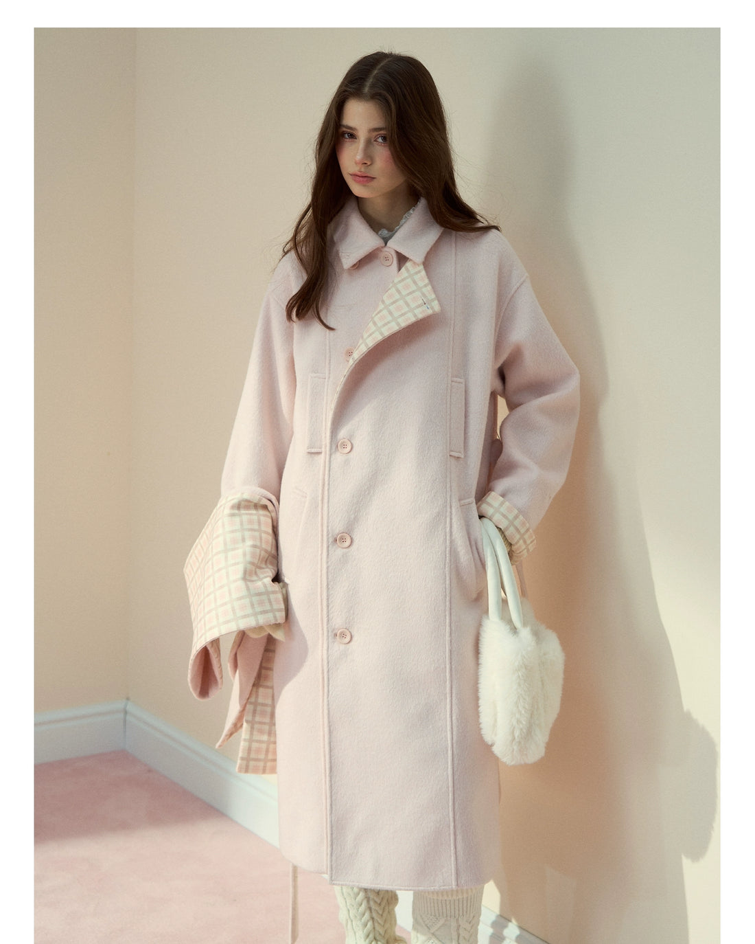 Berlin Avenue Wool Check Scarf Coat - CHINASQUAD