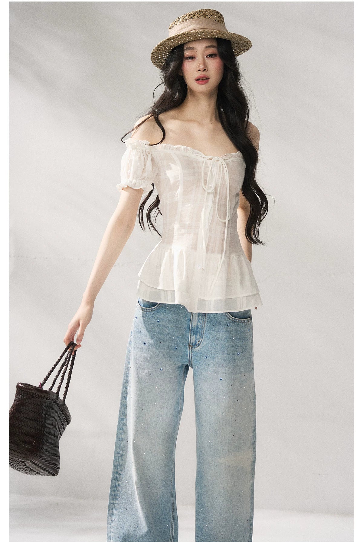 Cotton-Linen Fitted Short Sleeve Top
