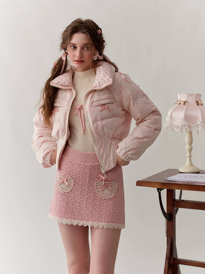 Collegiate White Mock-Neck Knit Top &amp; Skirt Set