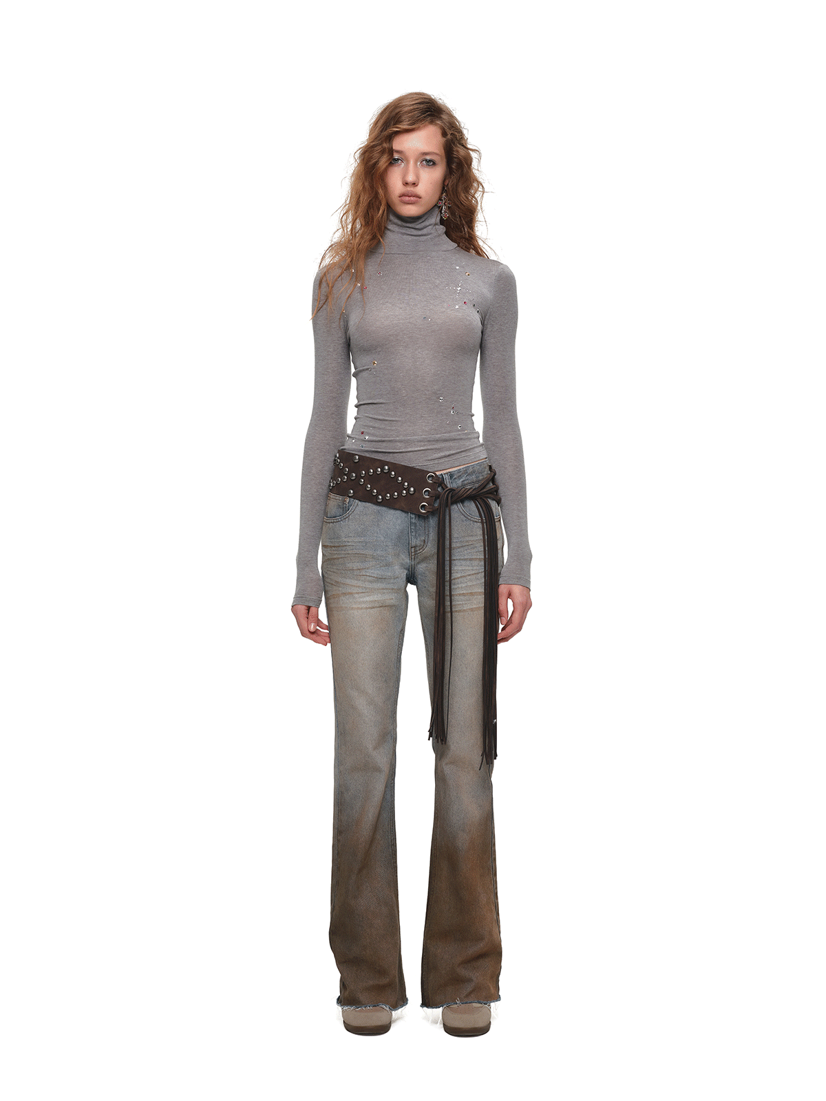 Quần jeans ống loe chuyển màu phong cách vintage