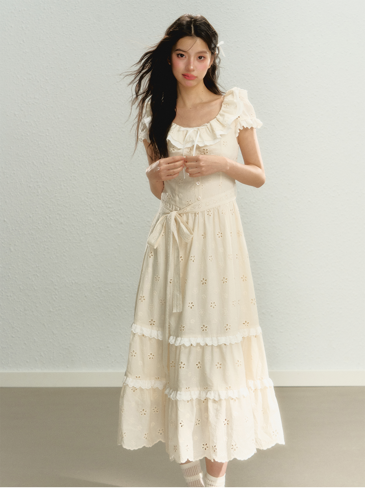 White Embroidered Dress - CHINASQUAD