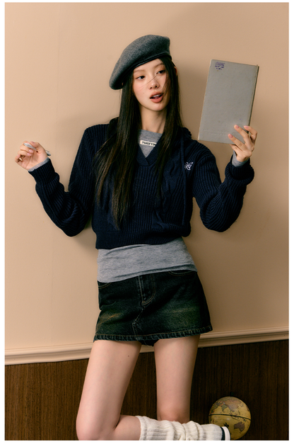 Blue &amp; Black Pullover Hooded Sweater - CHINASQUAD