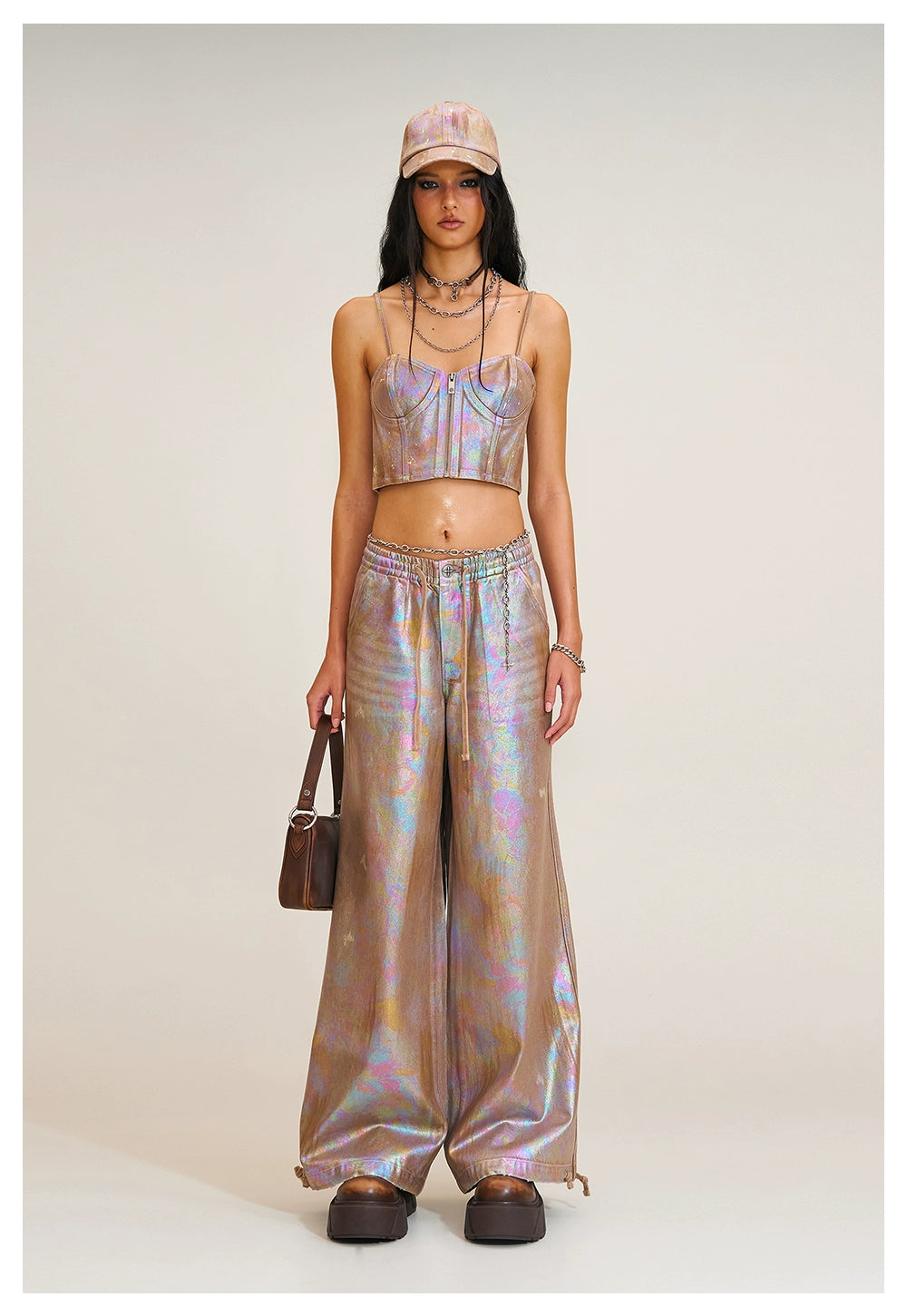 Wild Iridescent Drawstring Cargo Pants