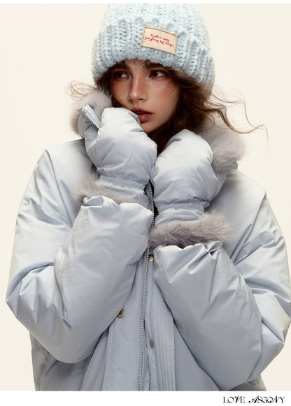 Fur-Collar Short Down Puffer Jacket