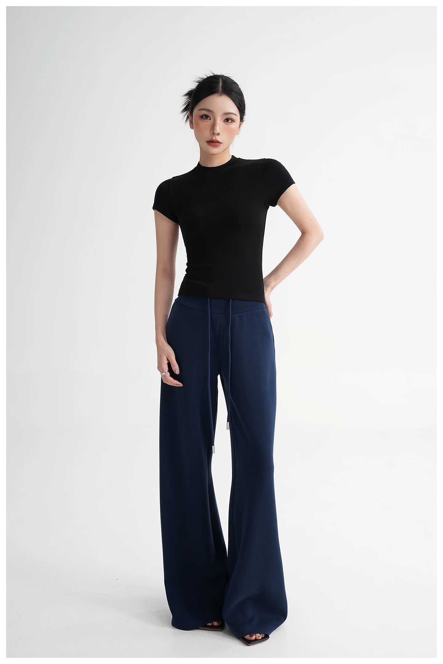 High-Waisted Knit Wide-Leg Trousers
