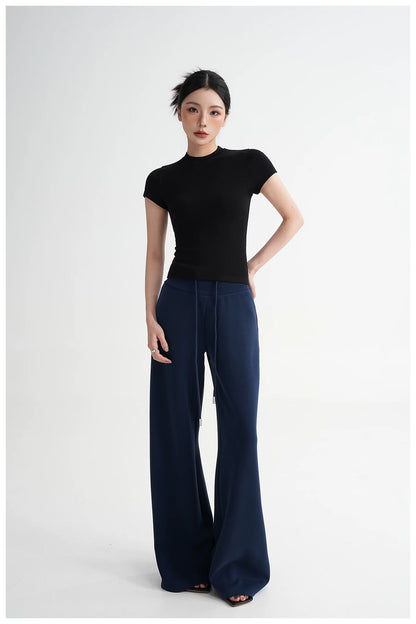 High-Waisted Knit Wide-Leg Trousers