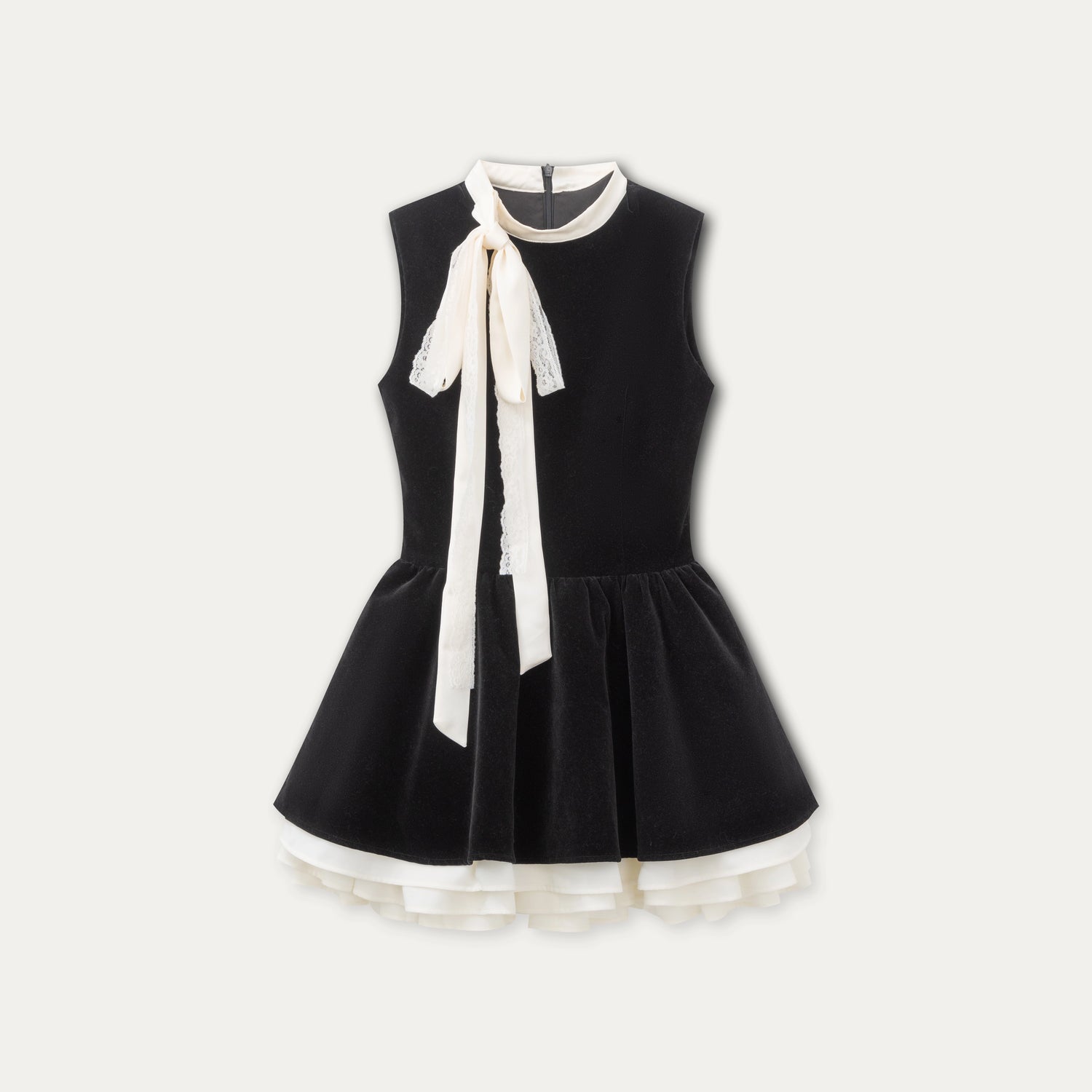 Piano-Key Bow Puff Mini Dress
