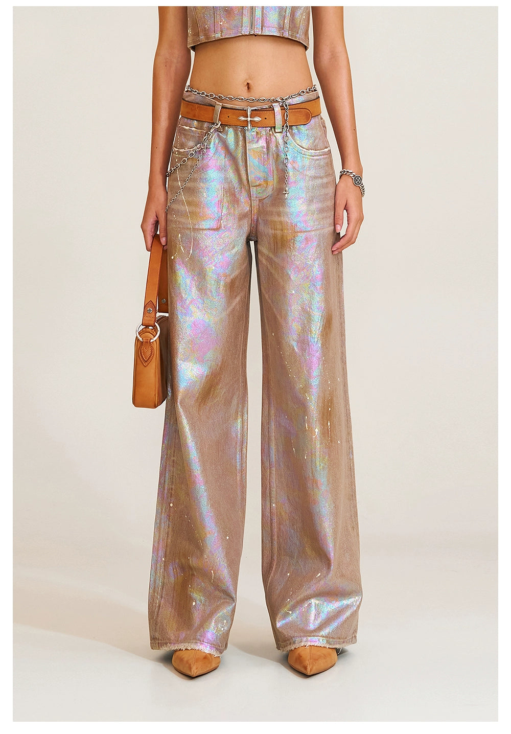 Wild Diamond Handcrafted Wide-Leg Denim Pants