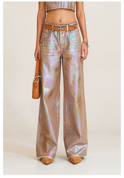 Wild Diamond Handcrafted Wide-Leg Denim Pants